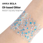 Anka Bella Iridescent Blue Glitter, Chunky Round Sequins for Face & Body Festival Makeup Anka Bella