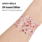 Anka Bella Iridescent Red White Glitter, Safe Face Body Glitter for Festival Makeup Anka Bella