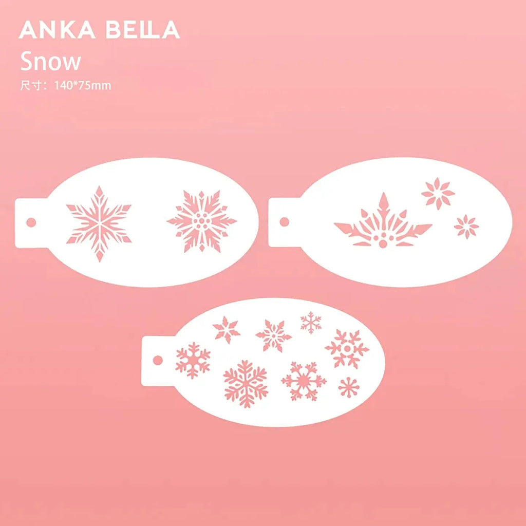 AnkaBella Snow Series face paint stencils, multiple snowflake cutout templates