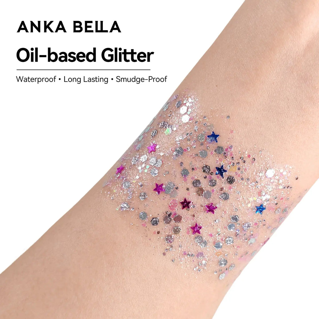 Anka Bella Iridescent Black Purple Glitter, Safe Face Body Glitter for Festival Makeup Anka Bella