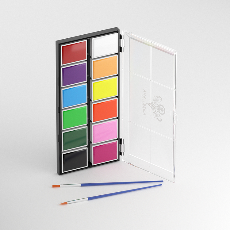 Paleta de pintura facial a base de aceite: 12 colores vibrantes y resistentes al agua