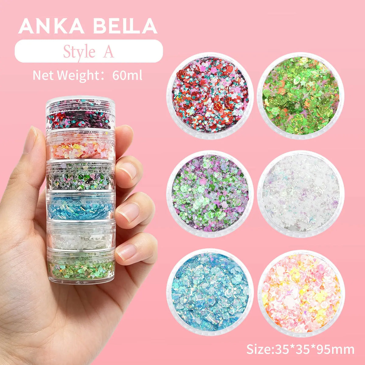 Anka Bella Oil-Based Glitter Palette, Skin-safe Body Face Glitter for Halloween Party Kids Makeup（副本） Anka Bella