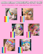 60gm Water Activated Split Cake Face Paint,Professional Washable Non Toxic Face Painting Kit for Kids & Adults,Gift for Halloween Birthday Parties/Carnival Anka Bella