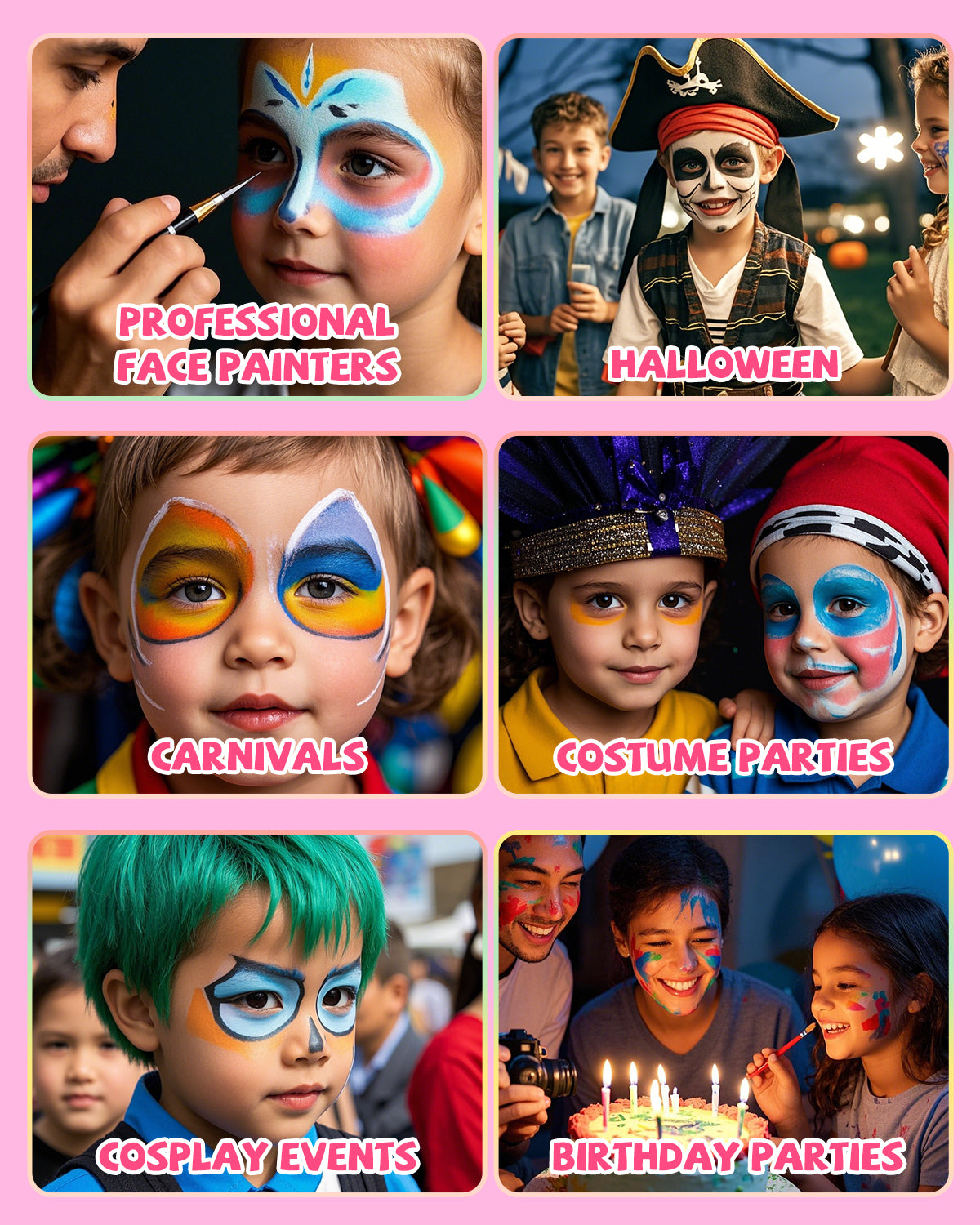 60gm Water Activated Split Cake Face Paint,Professional Washable Non Toxic Face Painting Kit for Kids & Adults,Gift for Halloween Birthday Parties/Carnival