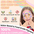 24-Color Face Painting Kit for Kids – Safe,  Fun with 30 Free Tutorial Videos Anka Bella