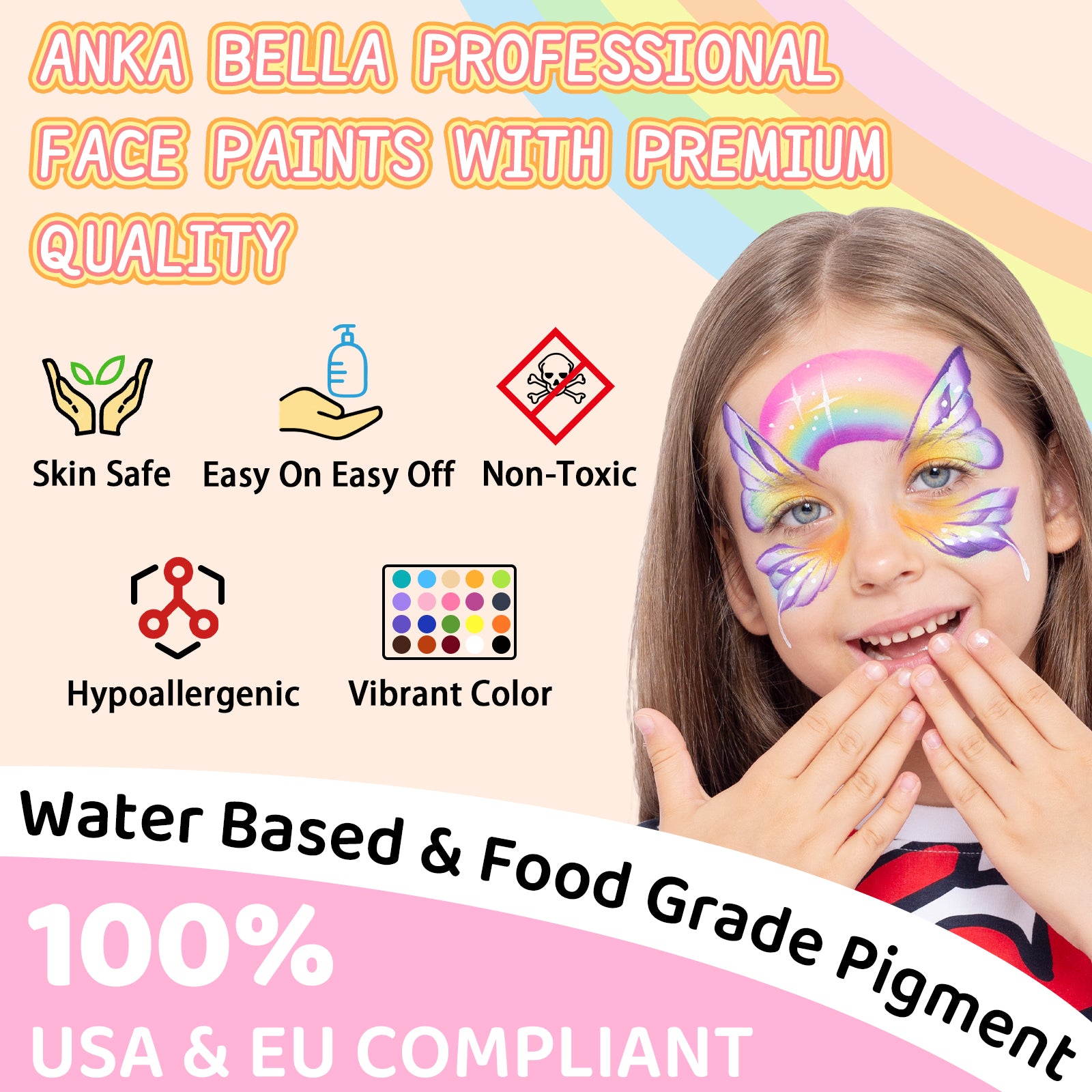 Kit de pintura facial de 24 colores para niños: seguro y divertido, con 30 tutoriales gratuitos