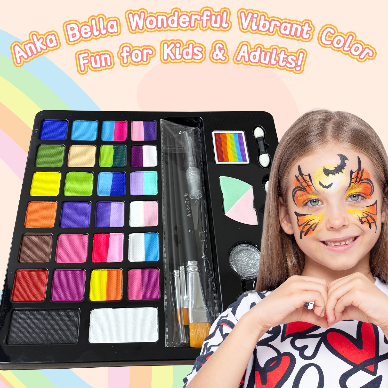 Kit de pintura facial de 24 colores para niños: seguro y divertido, con 30 tutoriales gratuitos