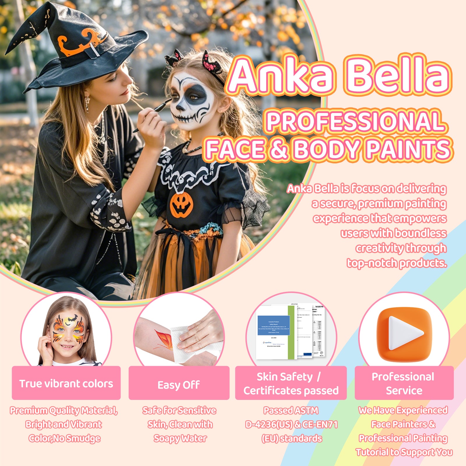 Kit de pintura facial de 24 colores para niños: seguro y divertido, con 30 tutoriales gratuitos