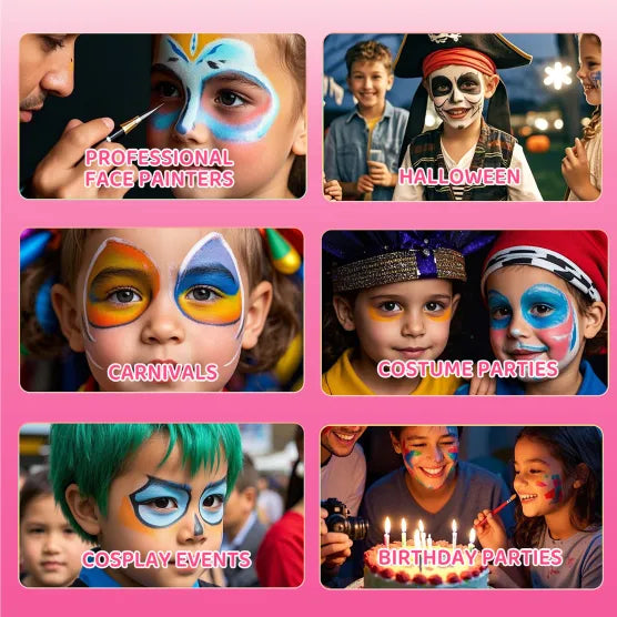 All-in-One Face Painting Kit with 129 Pro Lessons – Creative Set for Artists & Beginners