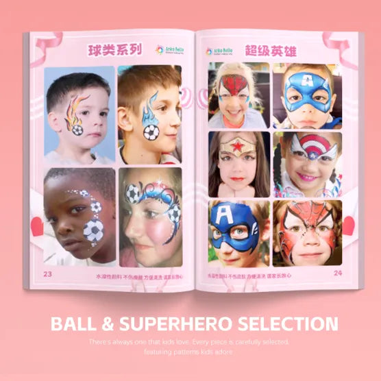 Antología de diseños de pintura facial para niños: 160 patrones, 12 temas