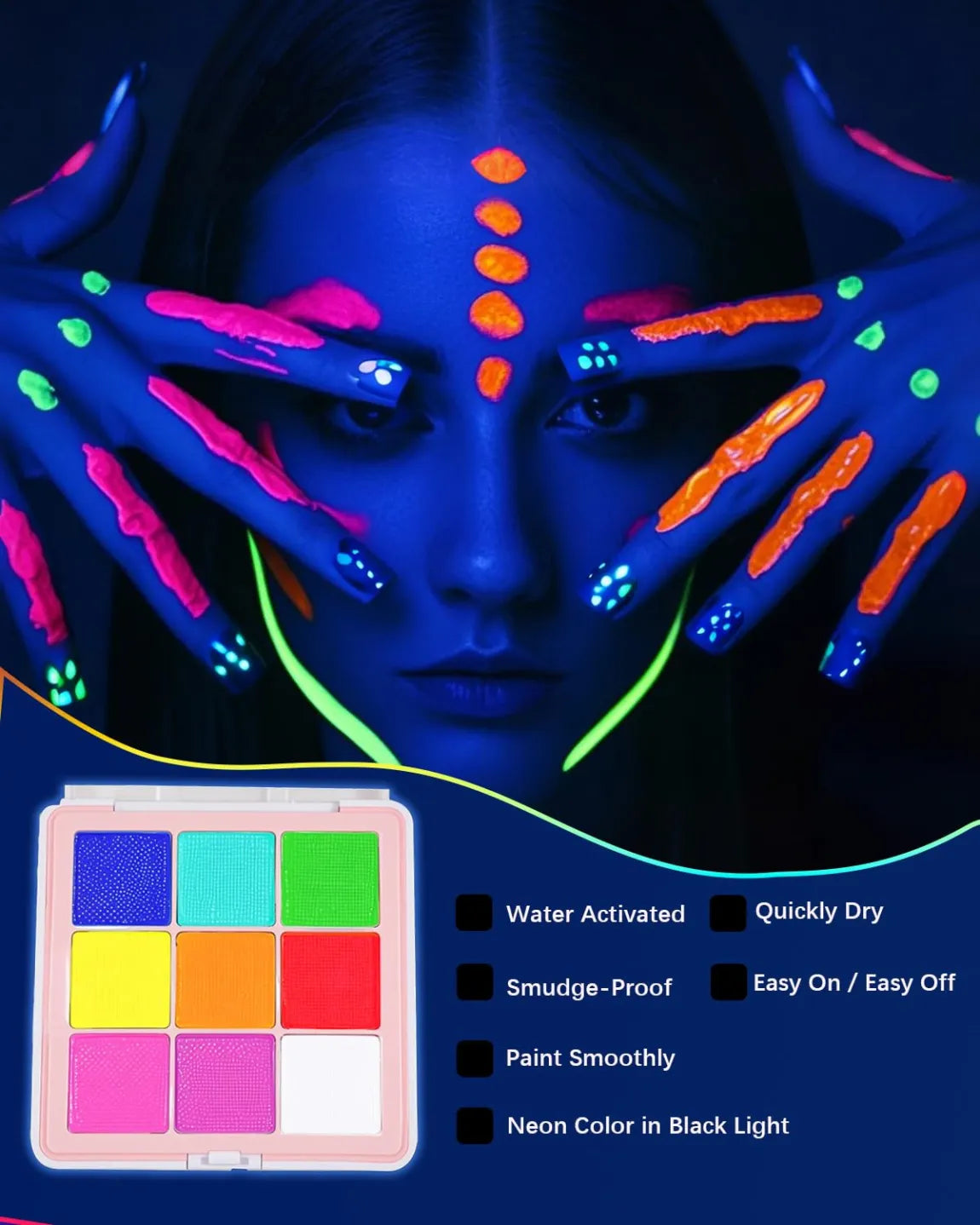 Disco de 9 colores, pintura facial personalizada exclusiva de Anka Bella