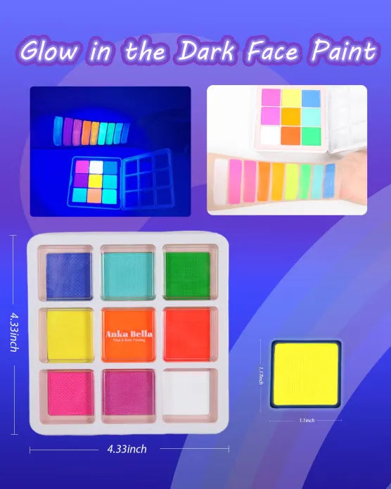 Disco de 9 colores, pintura facial personalizada exclusiva de Anka Bella