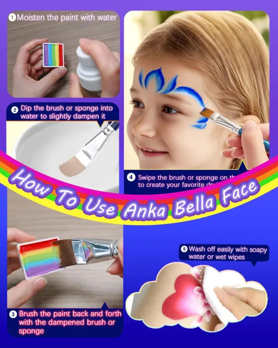 Disco de 9 colores, pintura facial personalizada exclusiva de Anka Bella