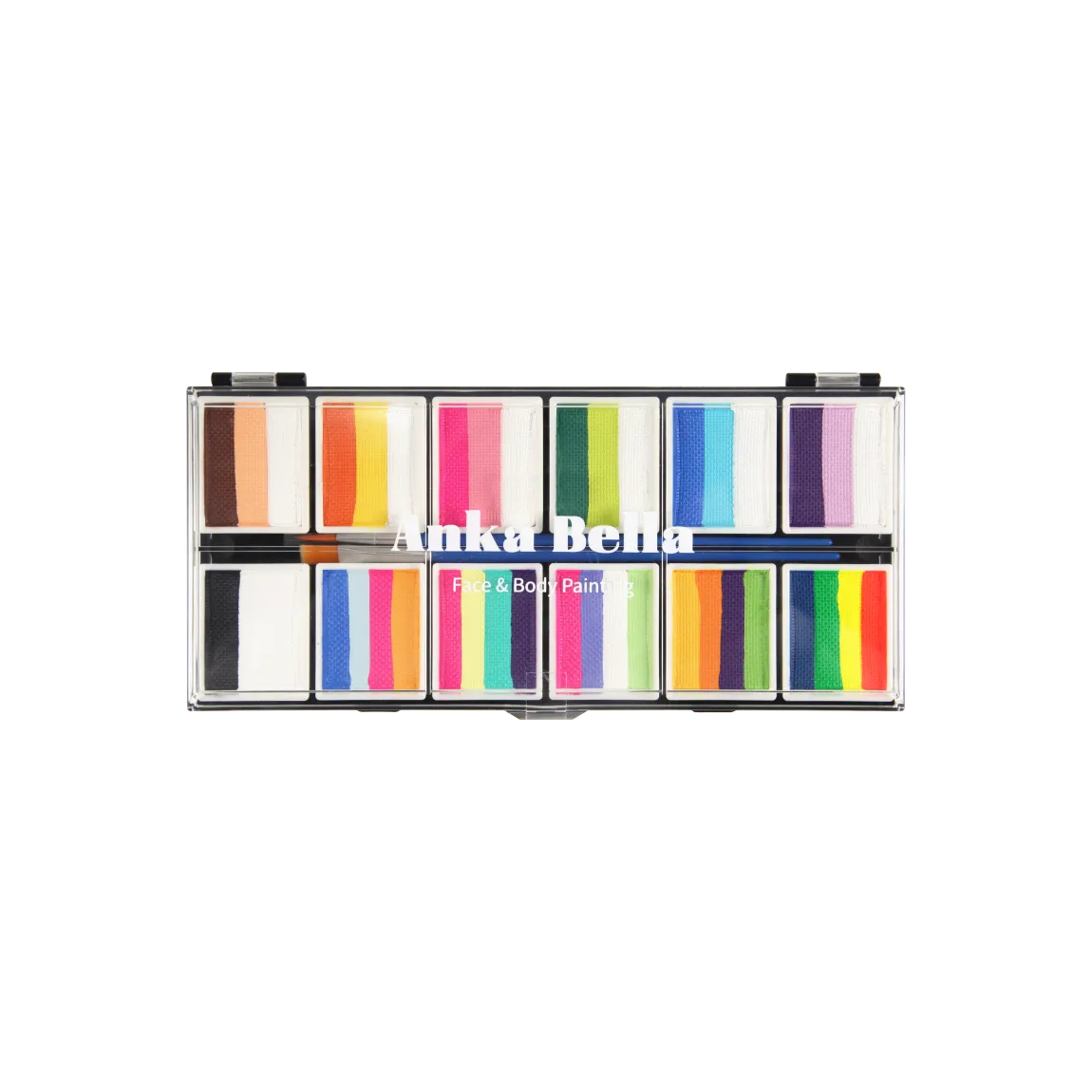 Pintura facial con combinación de macarrones y discos de 12 colores de Anka Bella