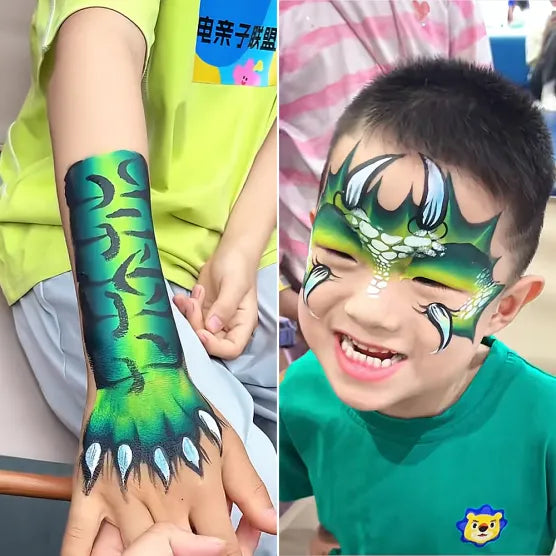 Dinosaur Face Painting Set – Featured in Viral TK & FB Videos, Includes Paints and Brushes