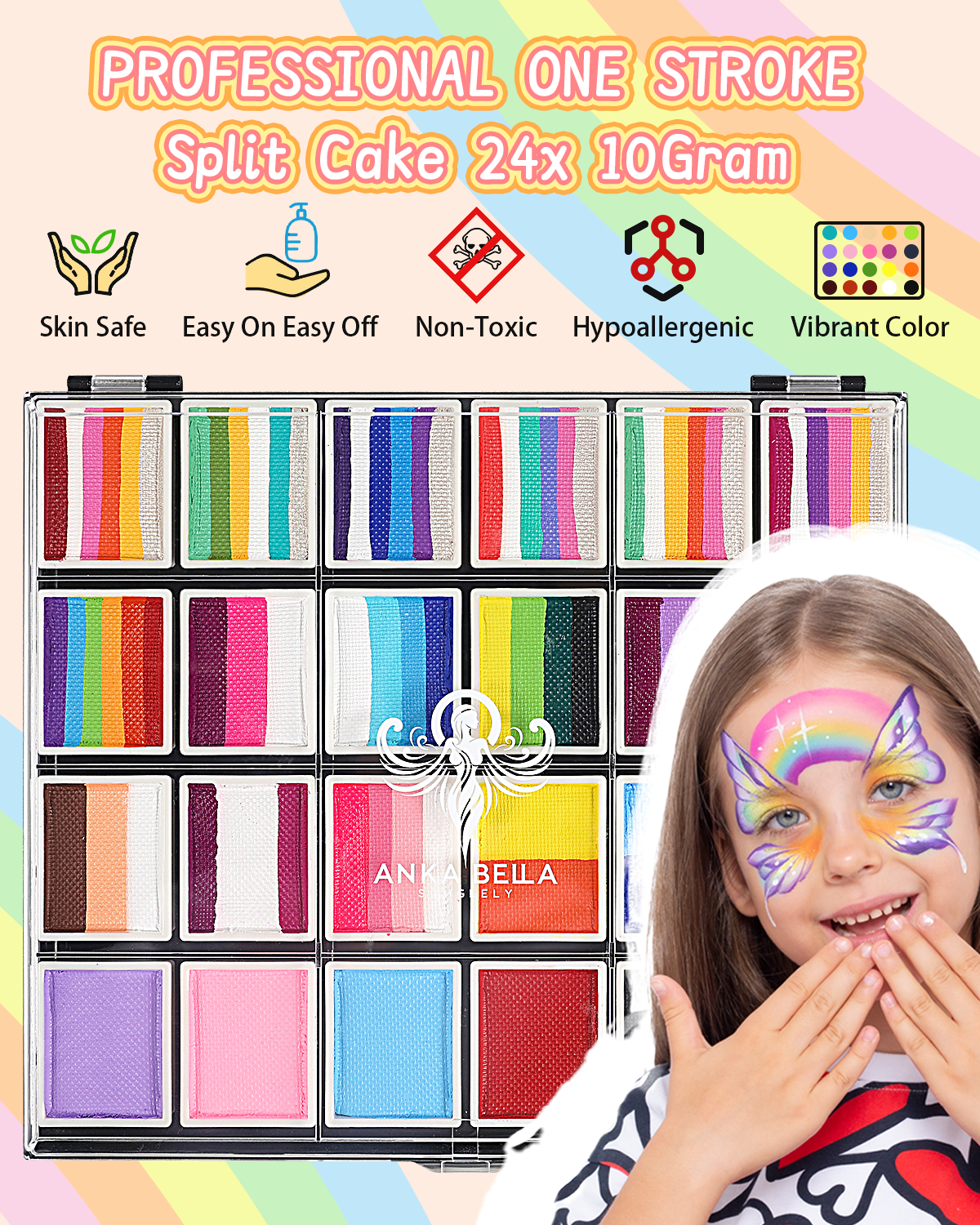 Kit de pintura facial de 24 colores: paleta profesional versátil