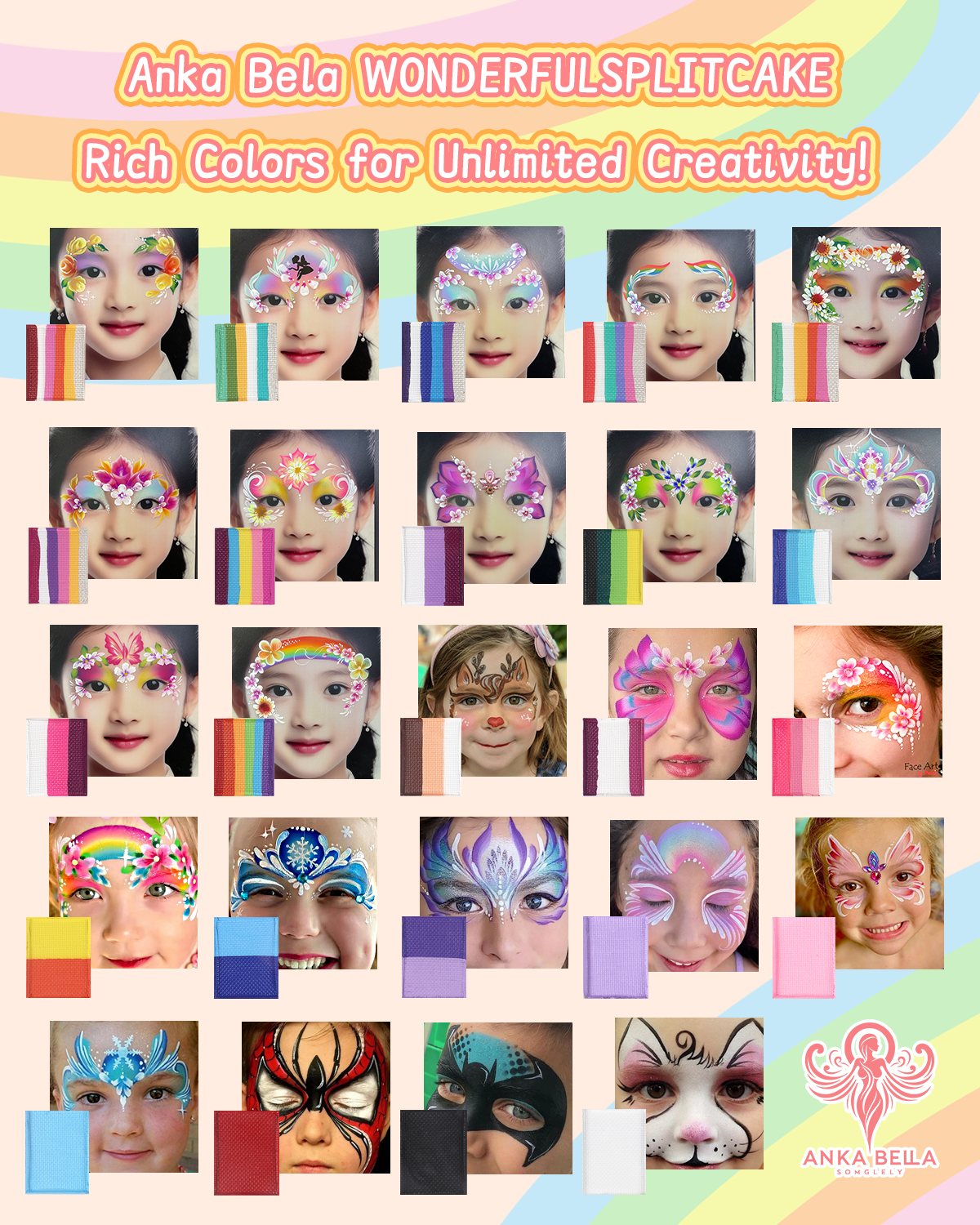 Kit de pintura facial de 24 colores: paleta profesional versátil