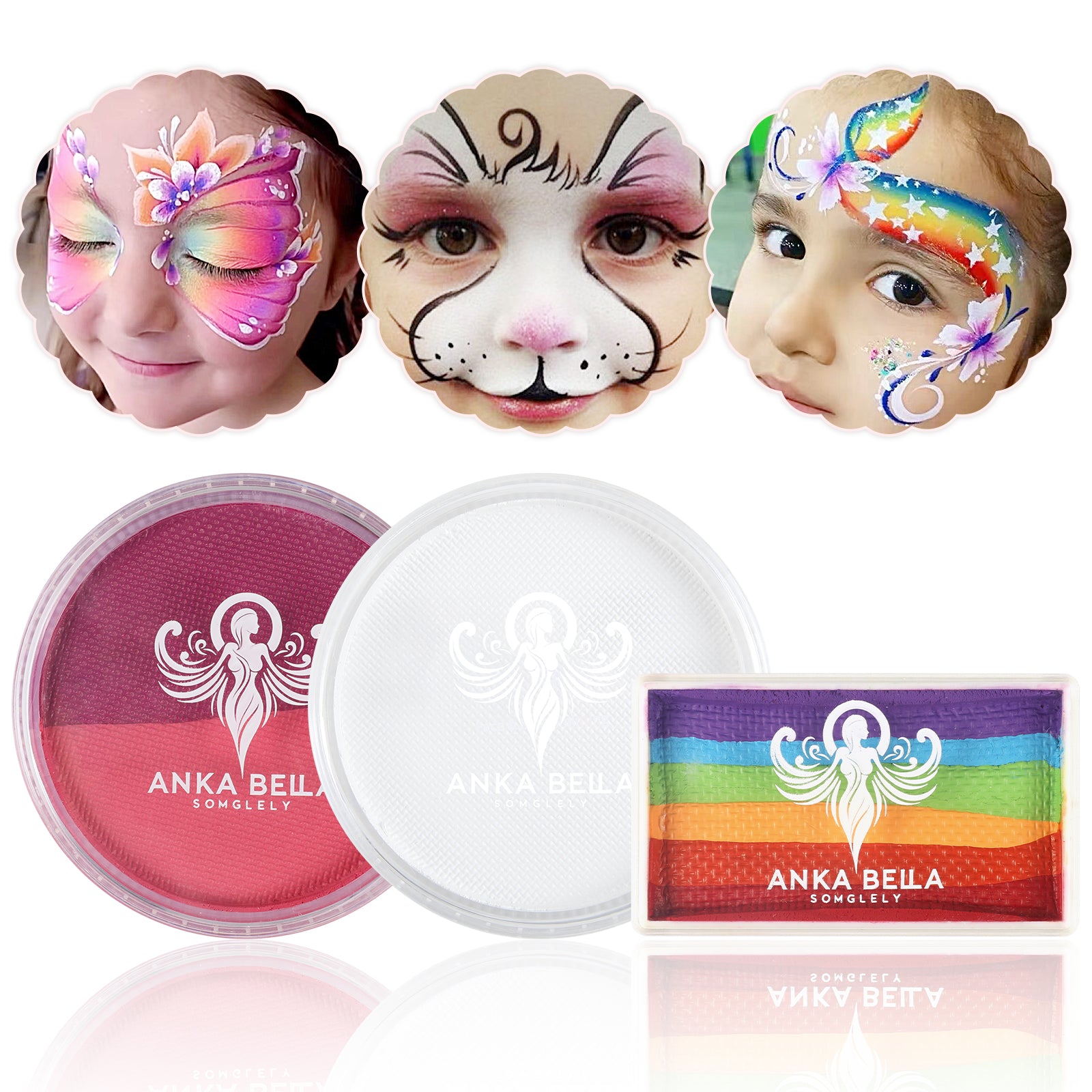 Pintura profesional para niños, fácil de limpiar y brillante (set arcoíris colorido) 