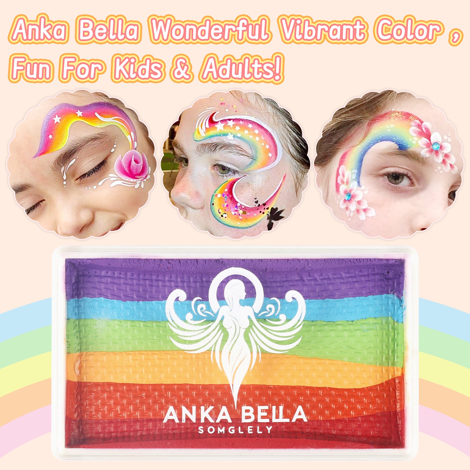 Pintura profesional para niños, fácil de limpiar y brillante (set arcoíris colorido) 