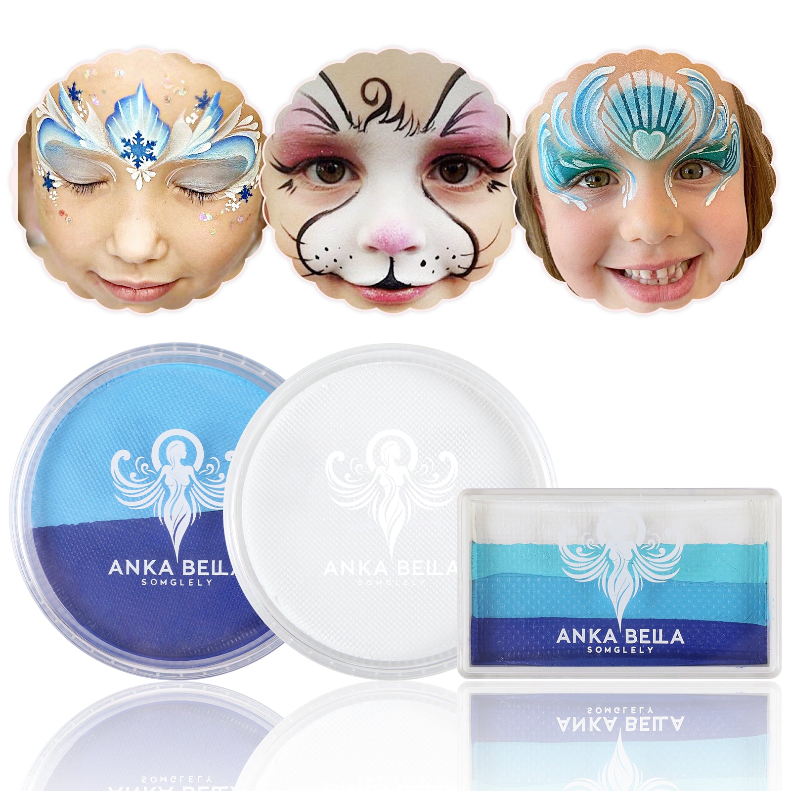 Pintura profesional para niños, fácil de limpiar y brillante (set arcoíris azul) 