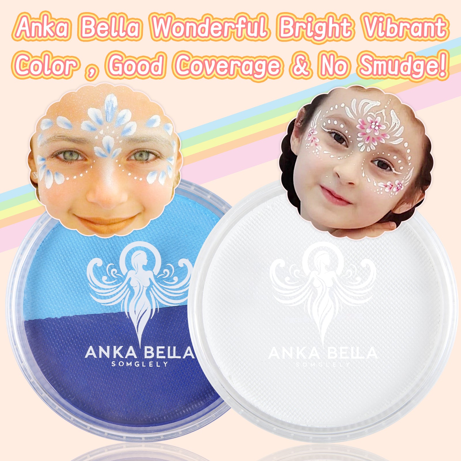 Pintura profesional para niños, fácil de limpiar y brillante (set arcoíris azul) 