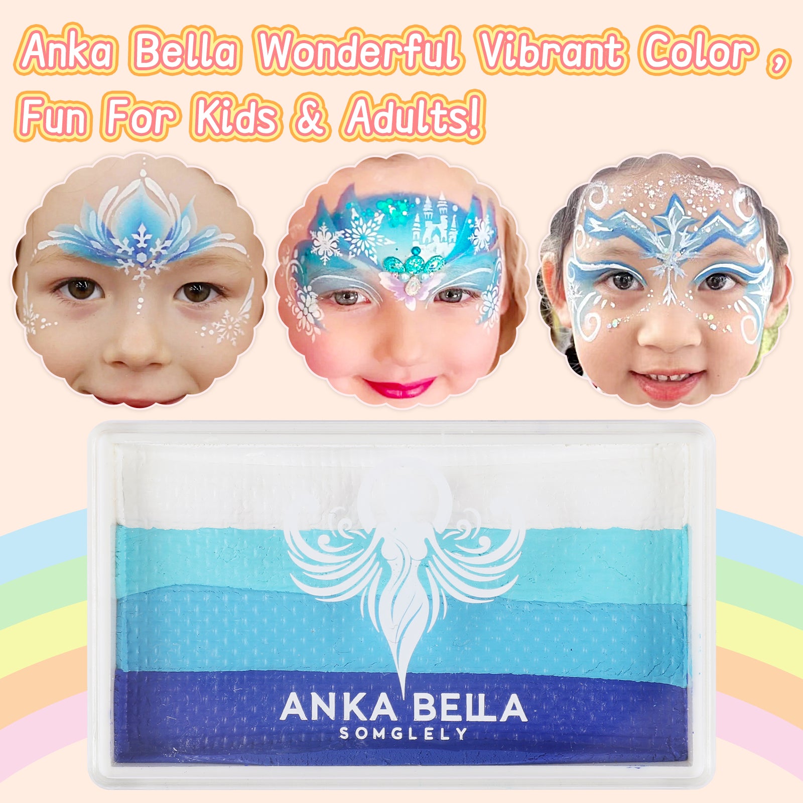 Pintura profesional para niños, fácil de limpiar y brillante (set arcoíris azul) 
