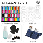 24 color body painting set includes template, spray bottle, finger sponge pen, 14 brush set