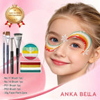 Anka Bella Christmas Water-Based Face Paint Kit, Non-Toxic Vibrant Face Painting Palette with Brushes, Skin Safe Easy Washable Face Paint for Kids Christmas Party, Halloween, Carnival & Family Makeup Anka Bella