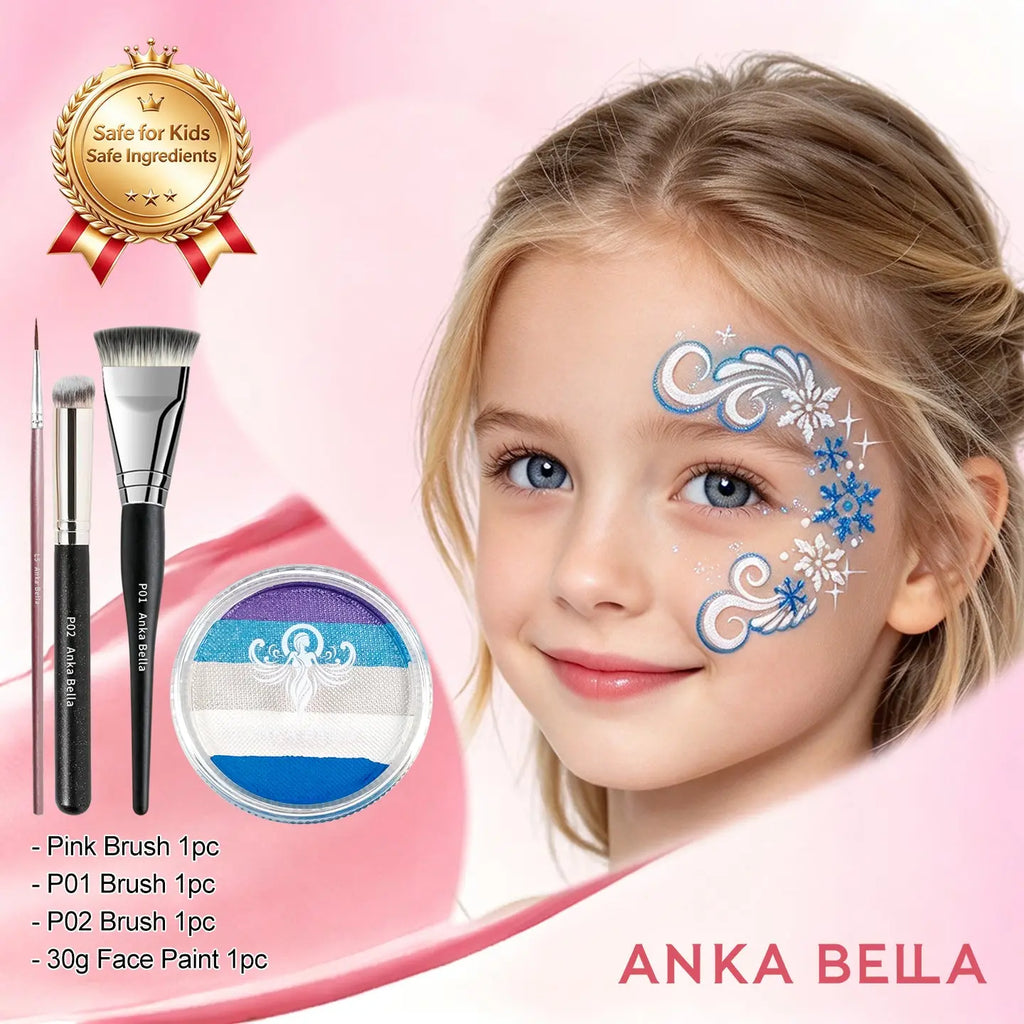 Anka Bella Christmas Water-Based Face Paint Kit, Non-Toxic Vibrant Face Painting Palette with Brushes, Skin Safe Easy Washable Face Paint for Kids Christmas Party, Halloween, Carnival & Family Makeup Anka Bella