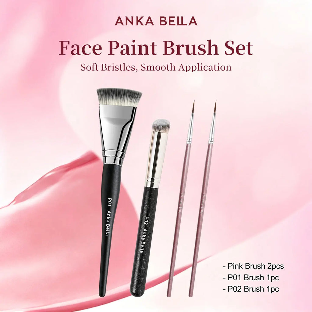Anka Bella Christmas Water-Based Face Paint Kit, Non-Toxic Vibrant Face Painting Palette with Brushes, Skin Safe Easy Washable Face Paint for Kids Christmas Party, Halloween, Carnival & Family Makeup Anka Bella