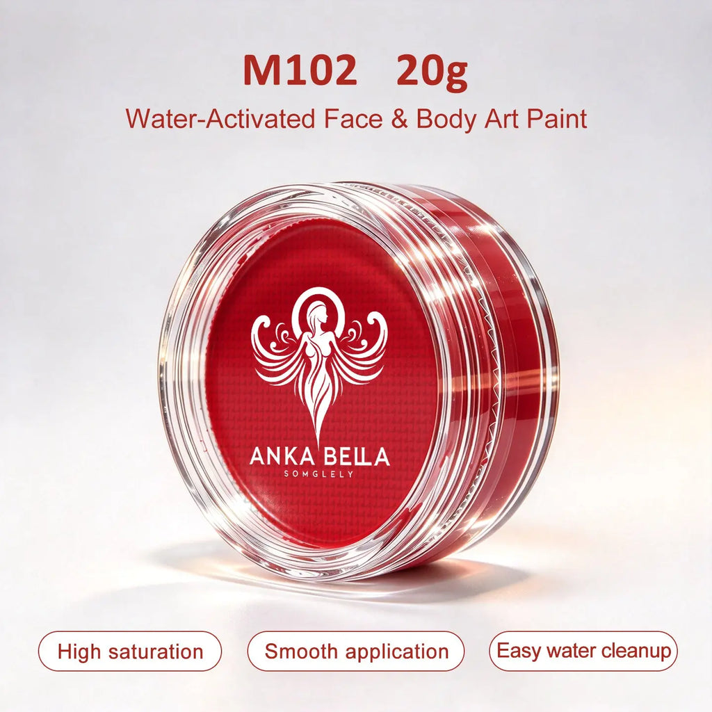 Anka Bella 20g Single Red Water Activated Face Paint Refill, Skin-Safe Pigment for Face & Body Art Anka Bella