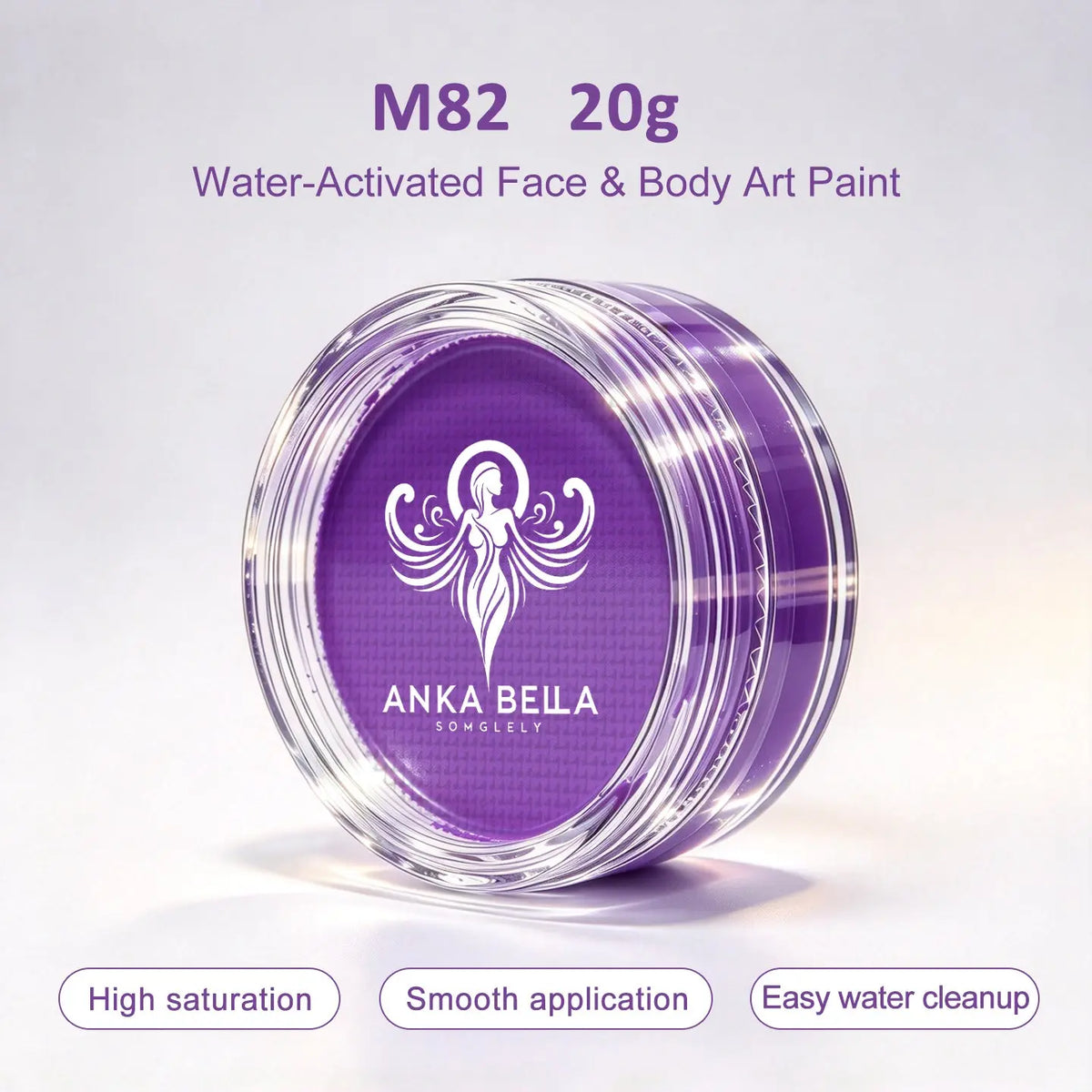 Anka Bella 20g Single Purple Water Activated Face Paint Refill, Skin-Safe Pigment for Face & Body Art Anka Bella