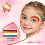 Anka Bella Christmas Water-Based Face Paint Kit, Non-Toxic Vibrant Face Painting Palette with Brushes, Skin Safe Easy Washable Face Paint for Kids Christmas Party, Halloween, Carnival & Family Makeup Anka Bella
