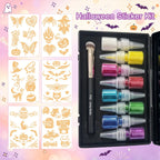 Anka Bella DIY Glitter Tattoos Kit, Skin-Safe Temporary Glitter Tattoo Stencils Set for Kids, Halloween & Party Body Art Anka Bella