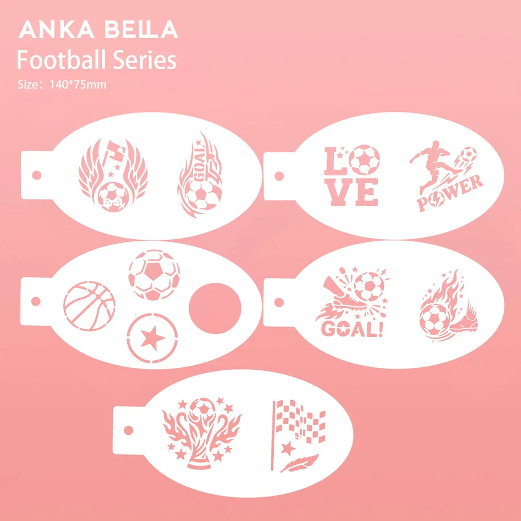 AnkaBella Football Series face paint stencils, soccer basketball sport themed templates