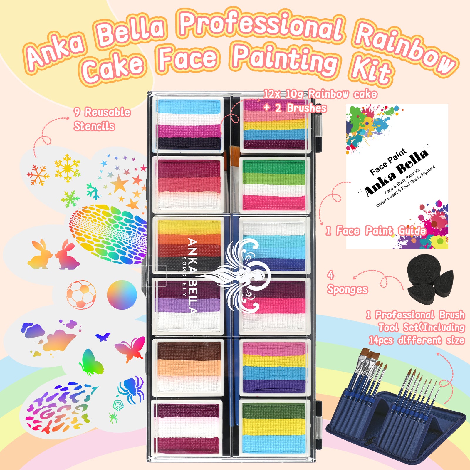 Pintura facial del set Rainbow Falls de Anka Bella