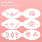 AnkaBella Floral Pattern Series face paint stencils, crown crystal mandala designs