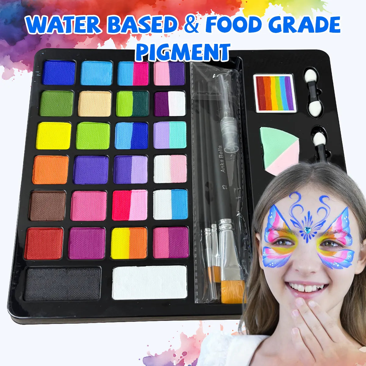 24-Color Face Painting Kit for Kids – Safe,  Fun with 30 Free Tutorial Videos