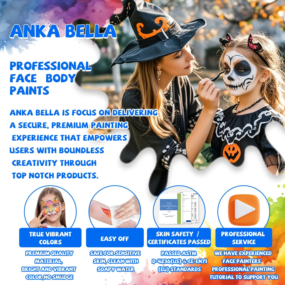 24-Color Face Painting Kit for Kids – Safe,  Fun with 30 Free Tutorial Videos