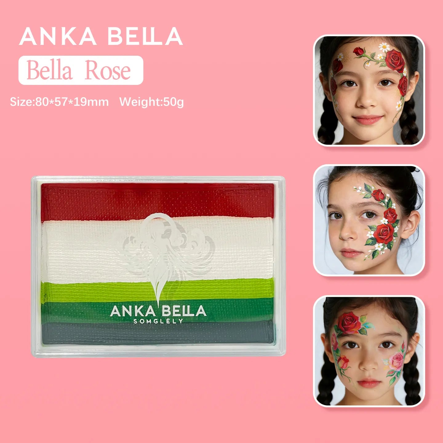 Anka Bella Professional Split Cake – [Rose & Christmas Series] – Triple-Certified Non-Toxic Face Paint for One-Stroke Floral & Holiday Art