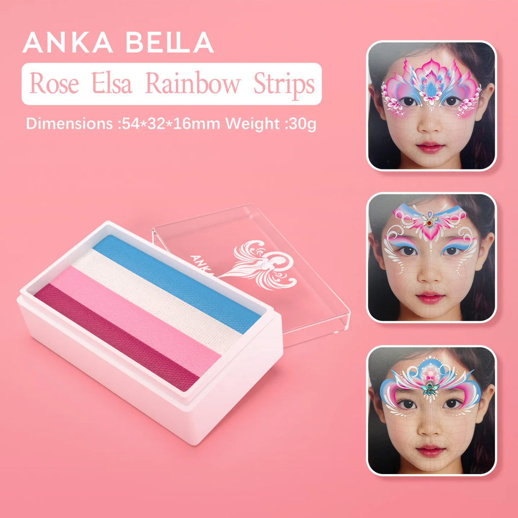 Rose Elsa Rainbow Strips Face Paintings, Anka Bella