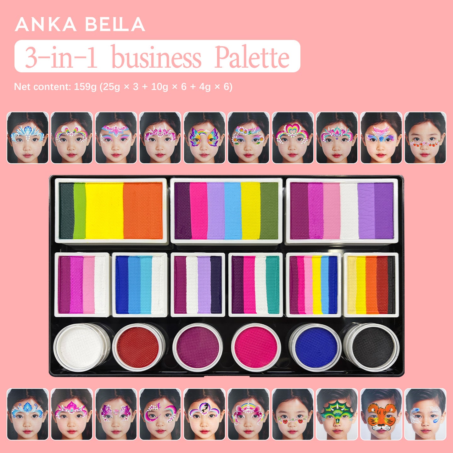 ANKA BELLA 3-in-1 Business Face Paint Palette: The Professional’s Choice for Festivals & Events Anka Bella