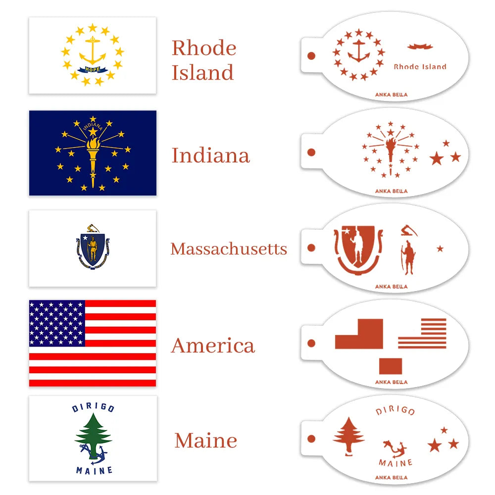 USA State Flags Face Paint Stencil Kit Anka Bella