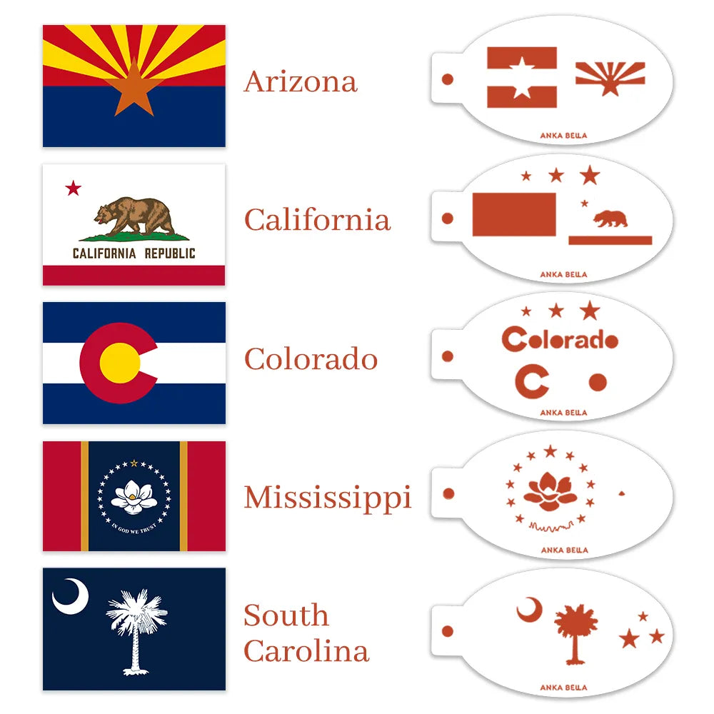 USA State Flags Face Paint Stencil Kit Anka Bella