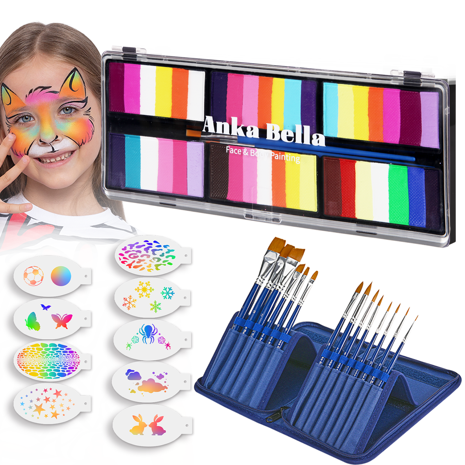 Pintura facial del set Rainbow Falls de Anka Bella