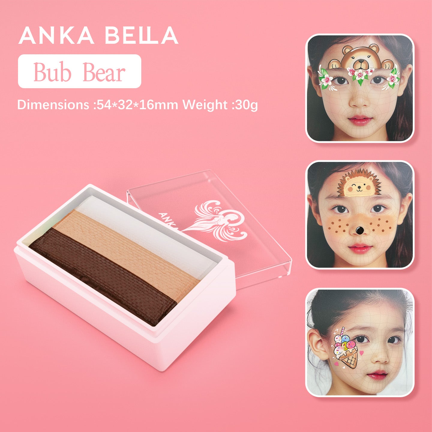 Bear Bubu Rainbow StripsFace paint&Anka bella